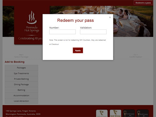 Redeeming a bathing pass online