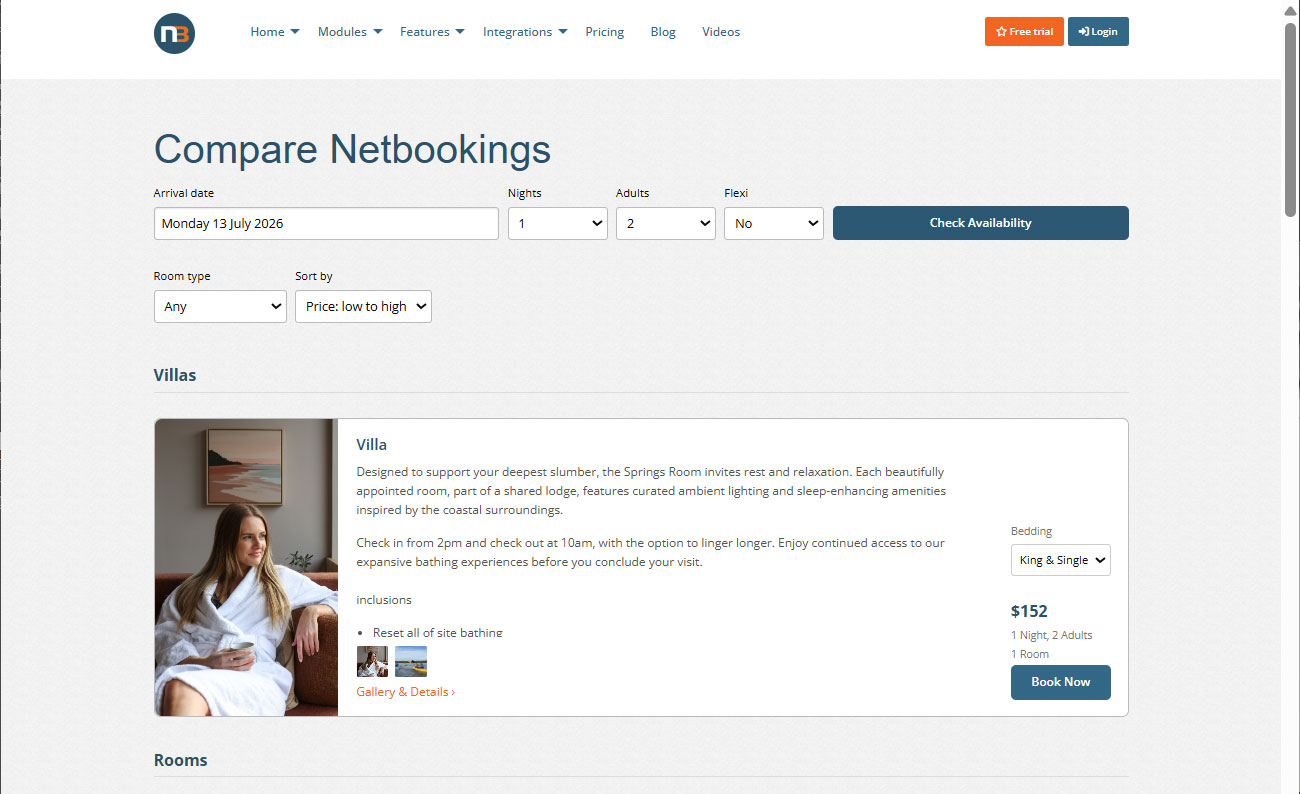 Accommodation WEB site widget