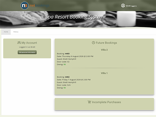 Door code shown on a guest booking in My Account